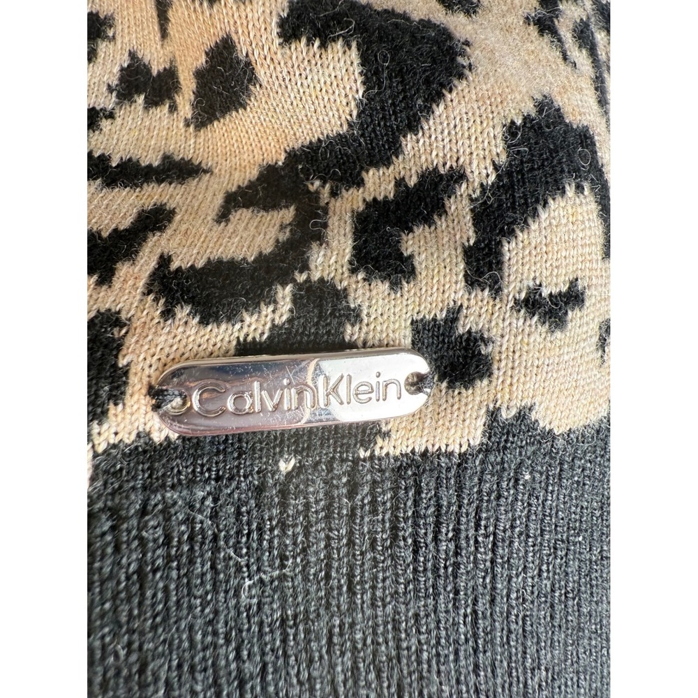 Calvin Klein Womens Leopard Print Mock Neck Button‎ Shoulder Sweater M - Picture 3 of 12